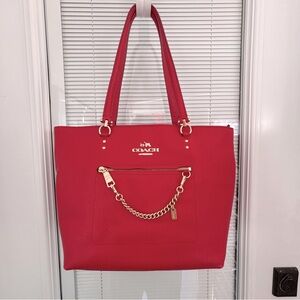 EUC Coach Red Town Car Crossgrain Leather Tote Bag